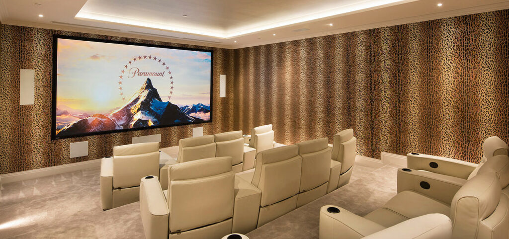 exquisite  basement entertainment room