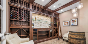 A basement wine cellar designed and built by the Windle team.